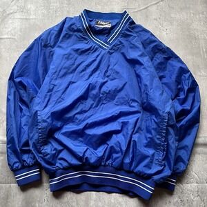 Vintage Bike Pullover Windbreaker Jacket Mens M Blue Y2K Casual Athletic